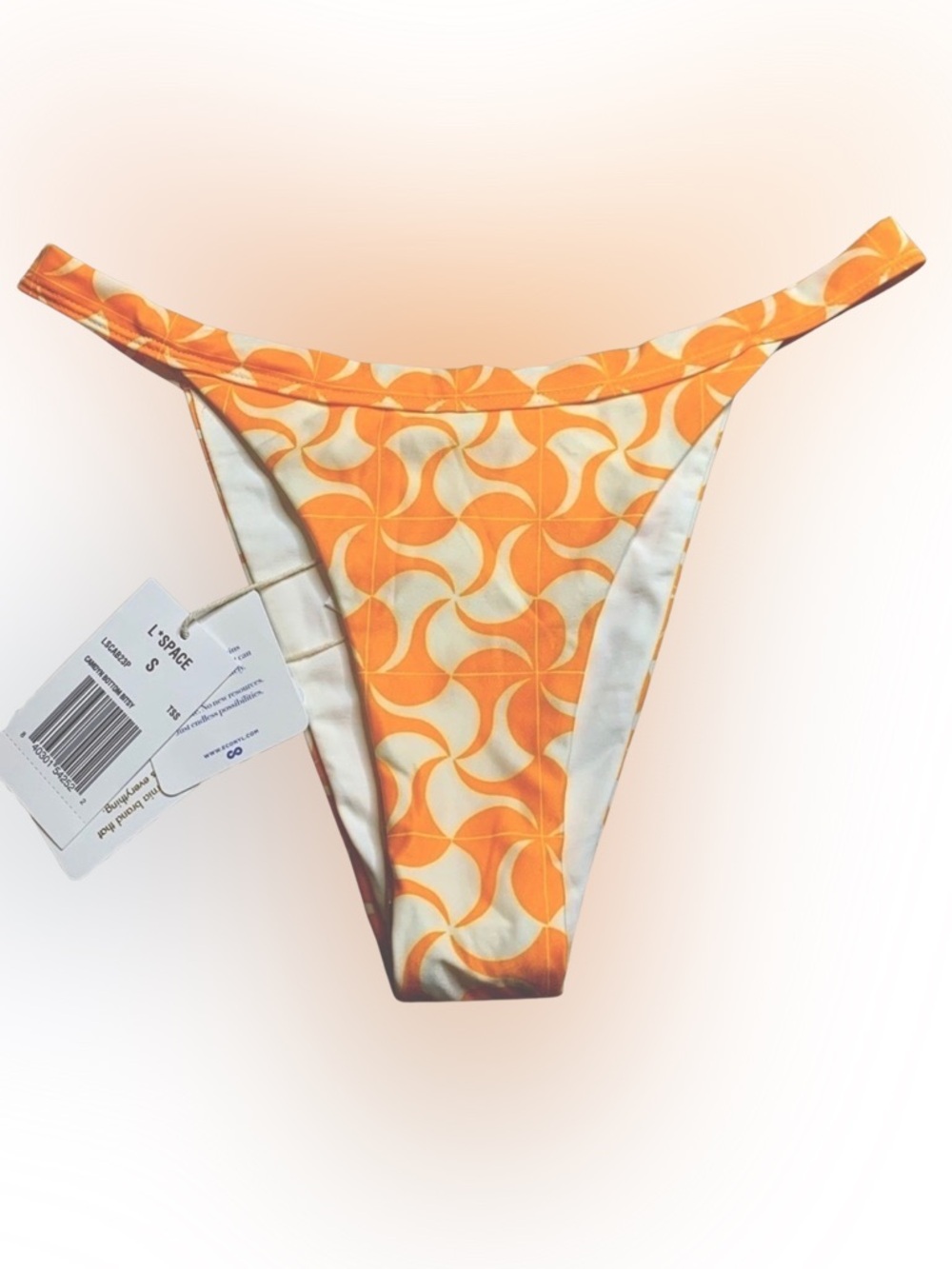 L*Space Camdyn Bottom Bitsy cut Bikini Bottoms Women Small Orange White NWT